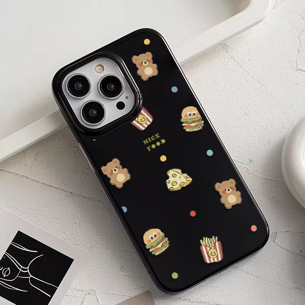 Ốp Điện Thoại Silicone TPU Mềm Bóng In Hình Gấu Hamburg Cho iphone 14promax 11 13 12 7Plus 8 X XS Max