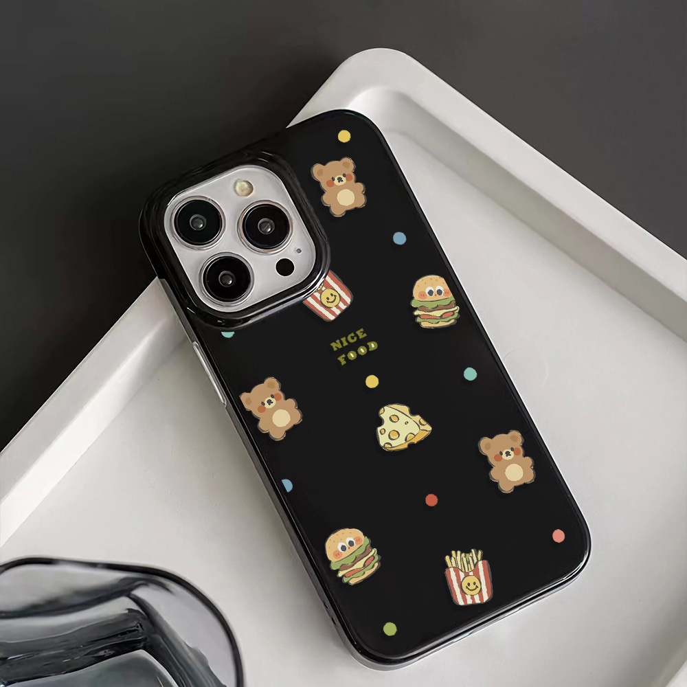 Ốp Điện Thoại Silicone TPU Mềm Bóng In Hình Gấu Hamburg Cho iphone 14promax 11 13 12 7Plus 8 X XS Max