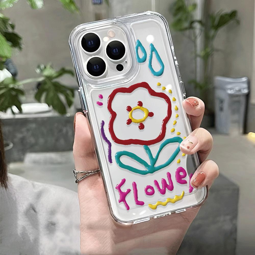 Ốp Điện Thoại Trong Suốt Họa Tiết Hoa Cho iphone 14promax 13 12 11 7Plus 7 8 Plus X XR XSMax