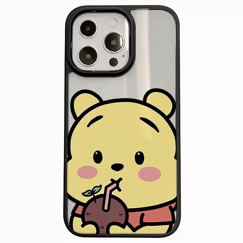 Ốp Điện Thoại Nhựa Acrylic Cứng Trong Suốt Hình Winnie the Pooh Màu Vàng Cho iphone 14 pro Max 11 13 12 7Plus 8 X XS Max