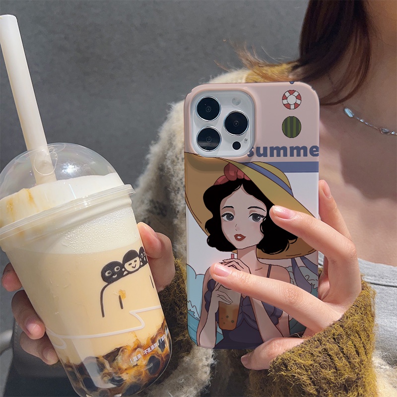 Ốp Điện Thoại Cứng In Hình Cô Gái Đi Biển Cho iphone 14promax 11 13 12 7Plus 8 X XS Max