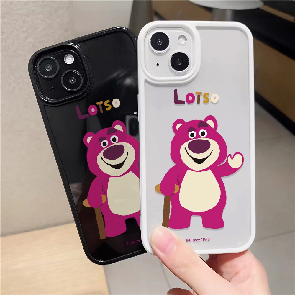 Ốp Điện Thoại Acrylic Cứng Trong Suốt Họa Tiết Gấu Và Dâu Tây Dễ Thương Cho iphone 14 pro Max 11 13 12 7Plus 8 X XS Max