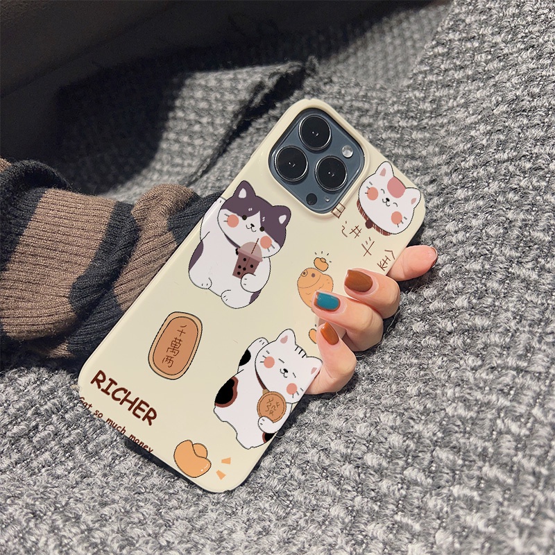 Ốp Điện Thoại Cứng Chống Sốc Hình Mèo May Mắn Cho iphone 14 pro Max 11 13 12 7Plus 8 X XS Max