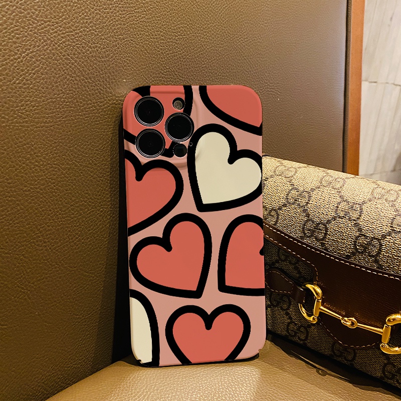 Ốp Điện Thoại Cứng Chống Sốc Họa Tiết Trái Tim Dễ Thương Cho iphone 14 pro Max 11 13 12 7Plus 8 X XS Max