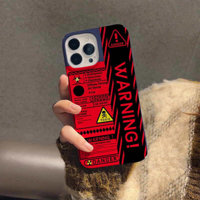 Ốp Điện Thoại Cứng Chống Sốc In Hình Nhãn Dán Cảnh Báo Thời Trang Cho iphone 14 pro Max 11 13 12 7Plus 8 X XS Max