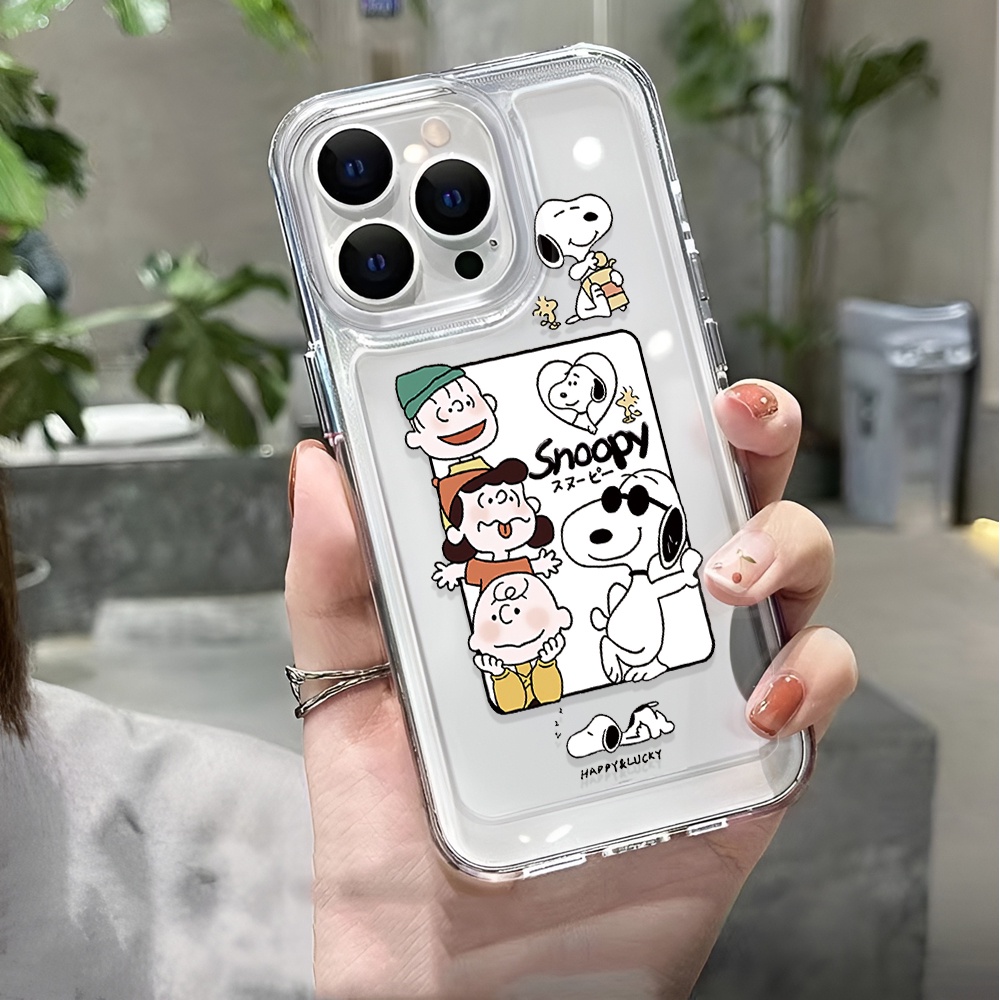 Ốp Điện Thoại Trong Suốt In Hình Gia Đình Snoopy Cho iphone 14 pro max 11 13 12 7 8 Plus X XR XSMax