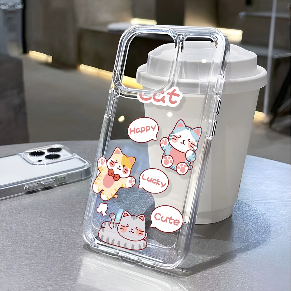 Ốp Điện Thoại Trong Suốt In Hình Mèo May Mắn Cho iphone 14 pro max 11 13 12 7 8 Plus X XR XSMax