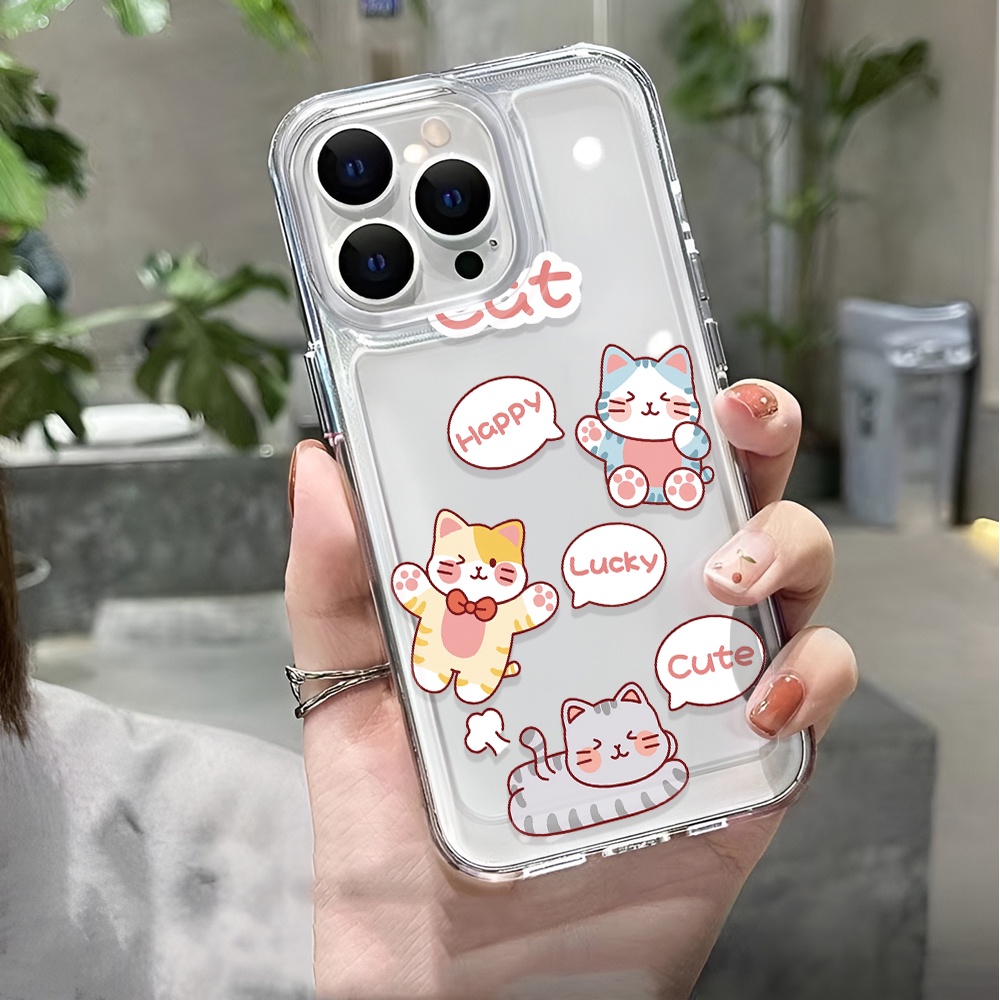 Ốp Điện Thoại Trong Suốt In Hình Mèo May Mắn Cho iphone 14 pro max 11 13 12 7 8 Plus X XR XSMax
