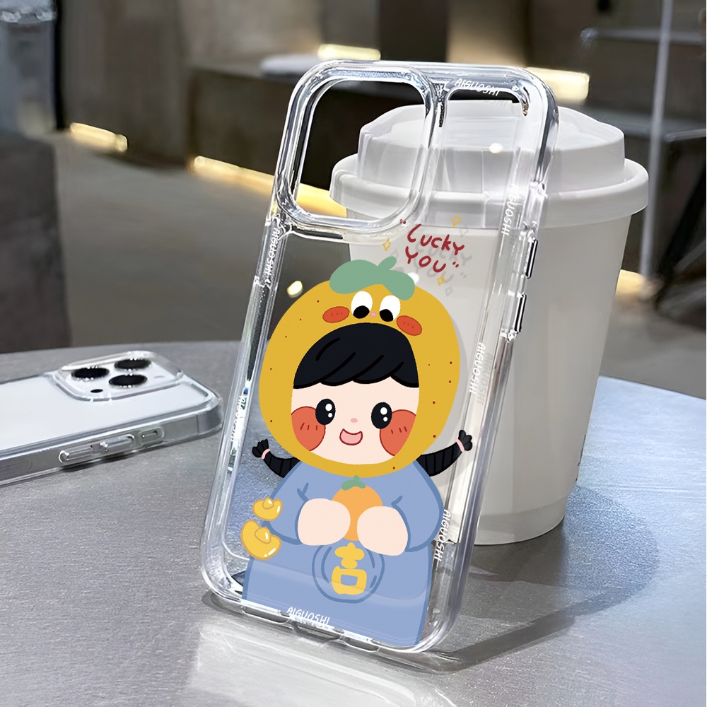 Ốp Điện Thoại Trong Suốt In Hình Quả Cam May Mắn Cho iphone 14 pro max 11 13 12 7 8 Plus X XR XSMax