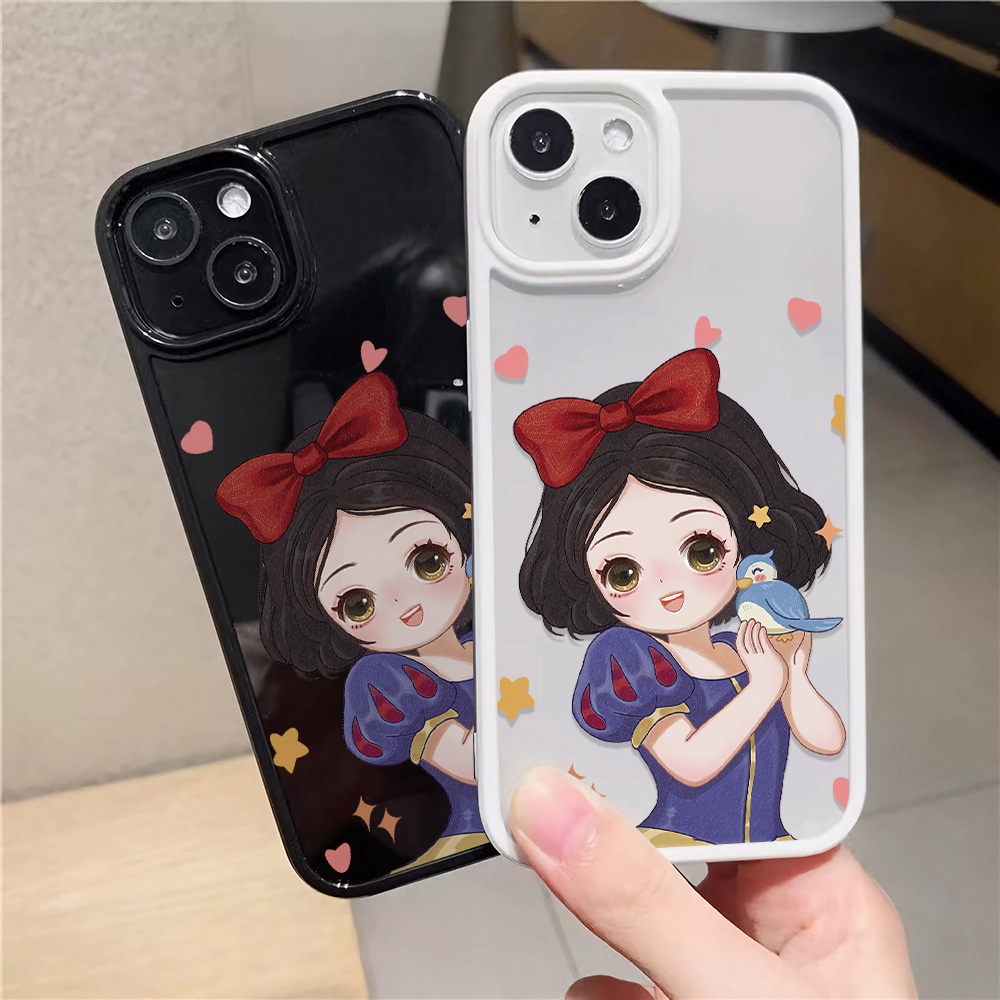 Ốp Điện Thoại Nhựa Acrylic Cứng Trong Suốt Hình Công Chúa Và Chim Cho iphone 14 pro Max 11 13 12 7Plus 8 X XS Max