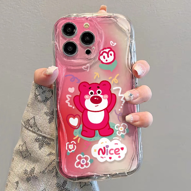 Ốp Điện Thoại Mềm Trong Suốt Họa Tiết Lotso Màu Hồng Cho iphone 14 pro Max 11 13 12 7Plus 8 X XS Max