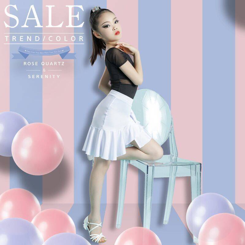 Đầm Khiêu Vũ Latin Ngắn Tay Màu Đen Thời Trang Mùa Hè Cho Bé Gái