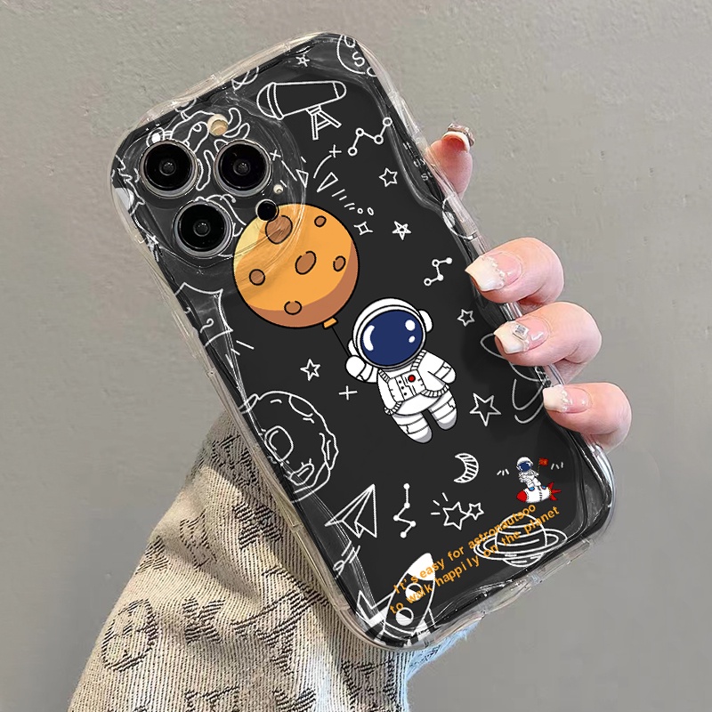 Ốp Điện Thoại Mềm Trong Suốt Họa Tiết Phi Hành Gia Cho iphone 14 pro Max 11 13 12 7Plus 8 X XS Max