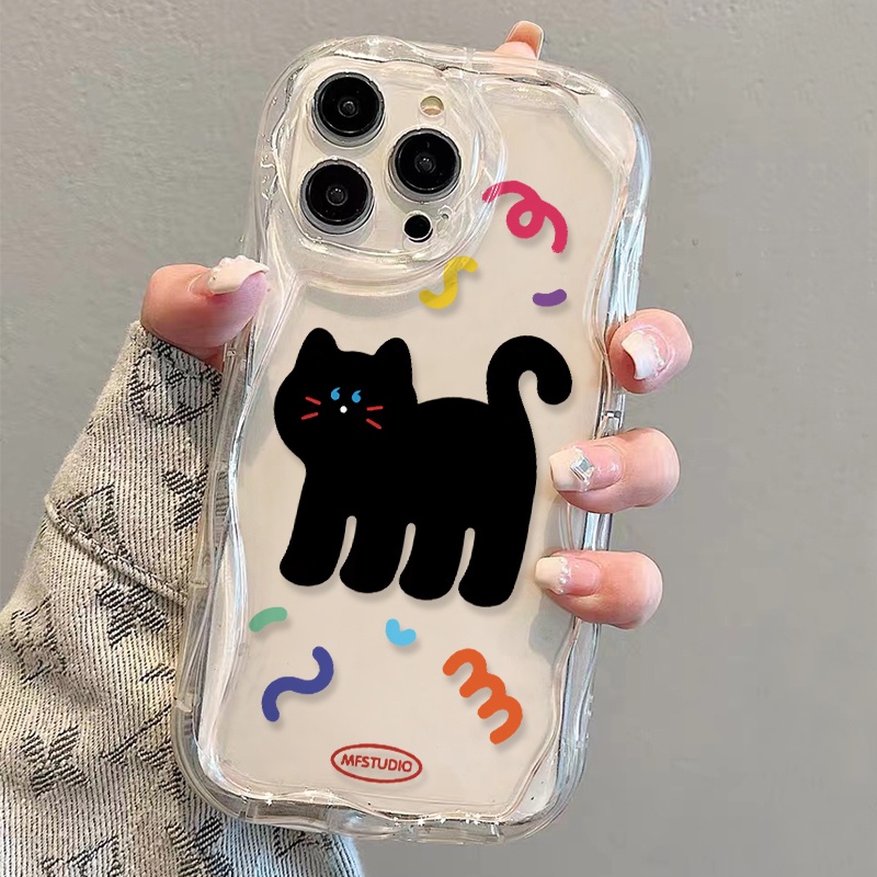 Ốp Điện Thoại Mềm Trong Suốt Họa Tiết Mèo Đen Đáng Yêu Cho iphone 14 pro Max 11 13 12 7Plus 8 X XS Max