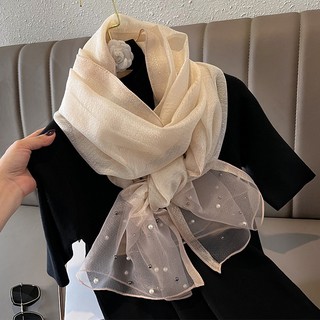 Khăn Choàng Lụa Đính Hạt Thời Trang Xuân Hè Mới Cho Nữ