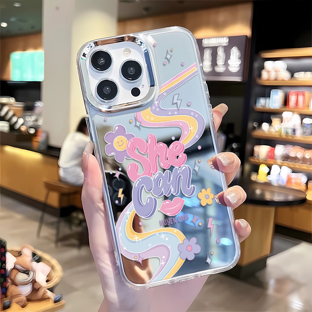 Ốp Điện Thoại Mặt Gương Viền Kim Loại Cho iphone 14 pro max 11 12 13 8 7 Plus X XR XSMax