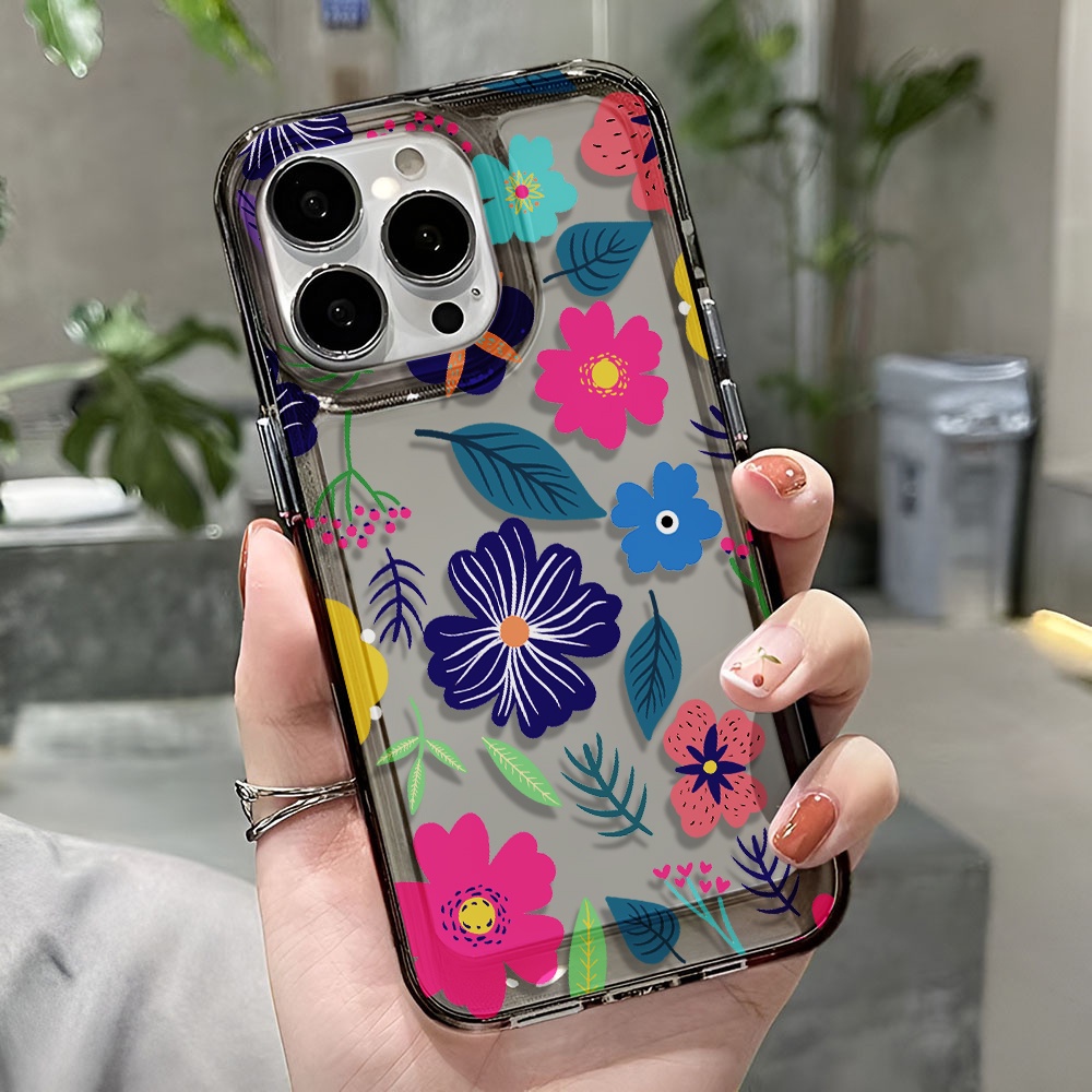 Ốp Điện Thoại Trong Suốt In Hình Hoa Lá Thời Trang Cho iphone 14 pro max 11 13 12 7 8 Plus X XR XSMax