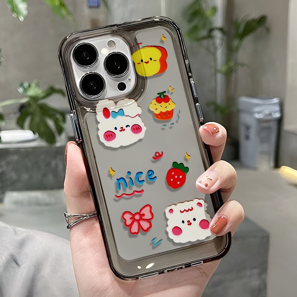 Ốp Điện Thoại Trong Suốt In Hình Thỏ Dâu Tây Cho iphone 14 pro max 11 13 12 7 8 Plus X XR XSMax