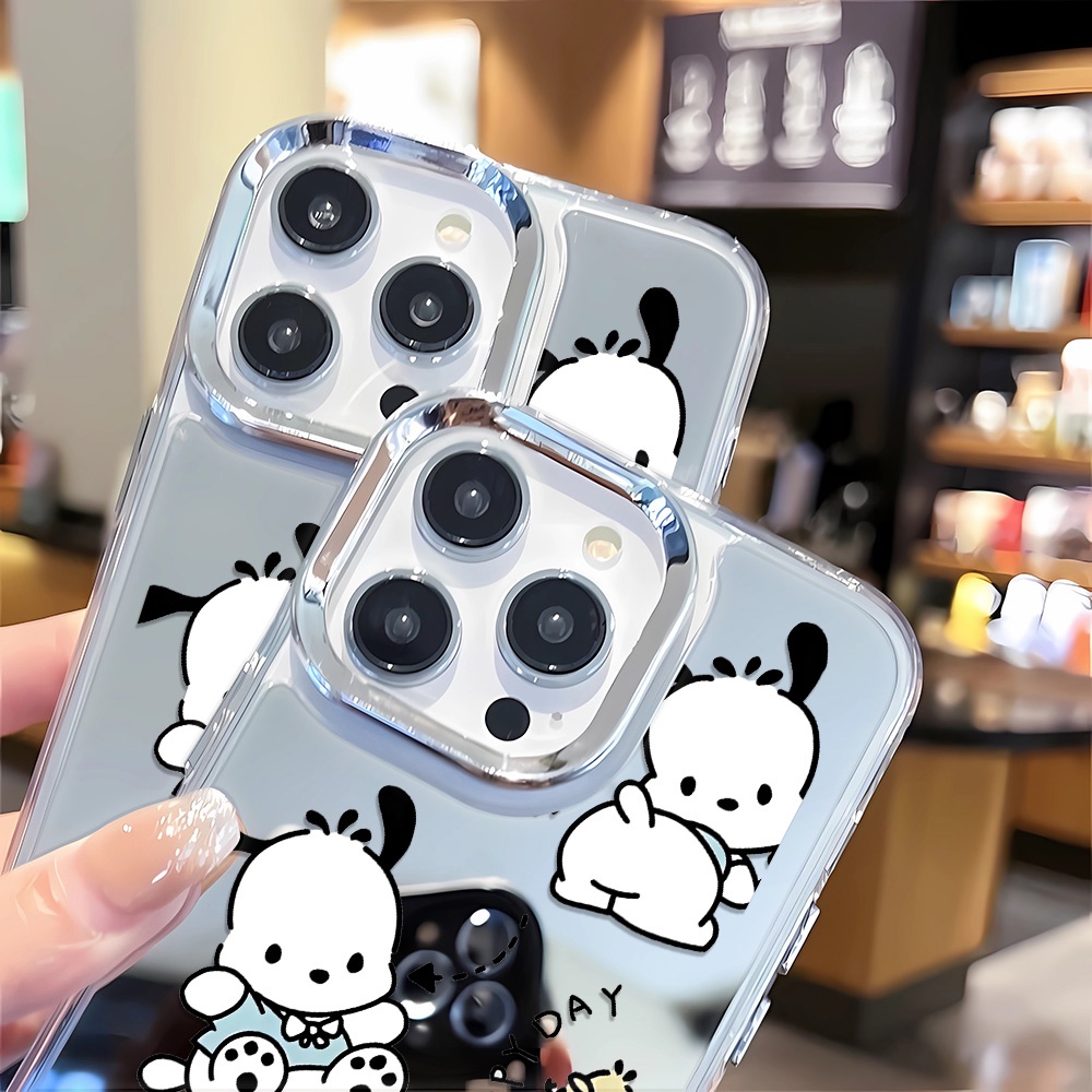 Ốp Điện Thoại Tráng Gương Họa Tiết Hoạt Hình Pochacco Cho iphone 14 pro max 11 12 13 8 7 Plus X XR XSMax
