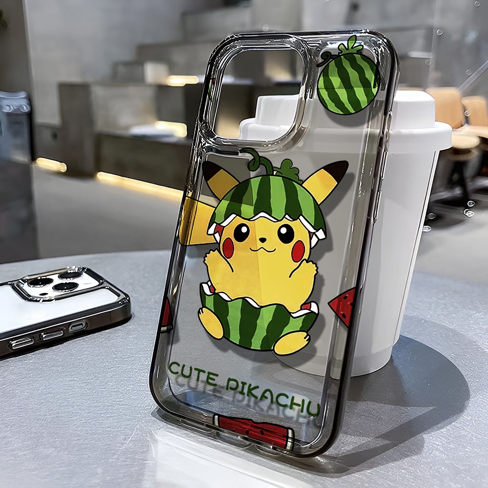 Ốp Điện Thoại Trong Suốt Họa Tiết Dưa Hấu / Pikachu Dễ Thương Cho iphone 14 pro max 11 13 12 7 8 Plus X XR XSMax