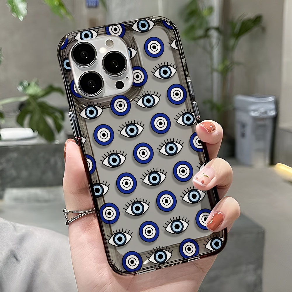 Ốp Điện Thoại Trong Suốt In Hình Đôi Mắt Xanh Cho iphone 14 pro max 11 13 12 7 8 Plus X XR XSMax