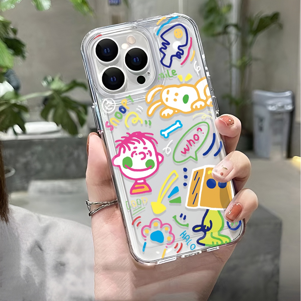 Ốp Điện Thoại Trong Suốt Họa Tiết Hoạt Hình Snoopy Doodle Cho iphone 14 pro max 11 13 12 7 8 Plus X XR XSMax