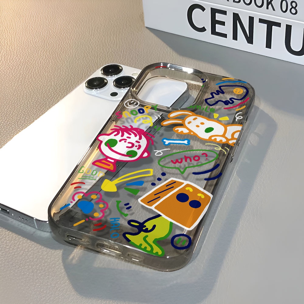 Ốp Điện Thoại Trong Suốt Họa Tiết Hoạt Hình Snoopy Doodle Cho iphone 14 pro max 11 13 12 7 8 Plus X XR XSMax