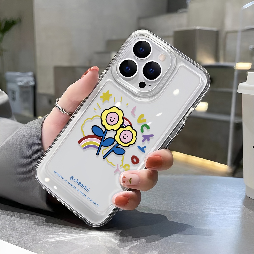 Ốp Điện Thoại Trong Suốt In Hình Hoa Cầu Vồng Cho iphone 14 pro max 11 13 12 7 8 Plus X XR XSMax
