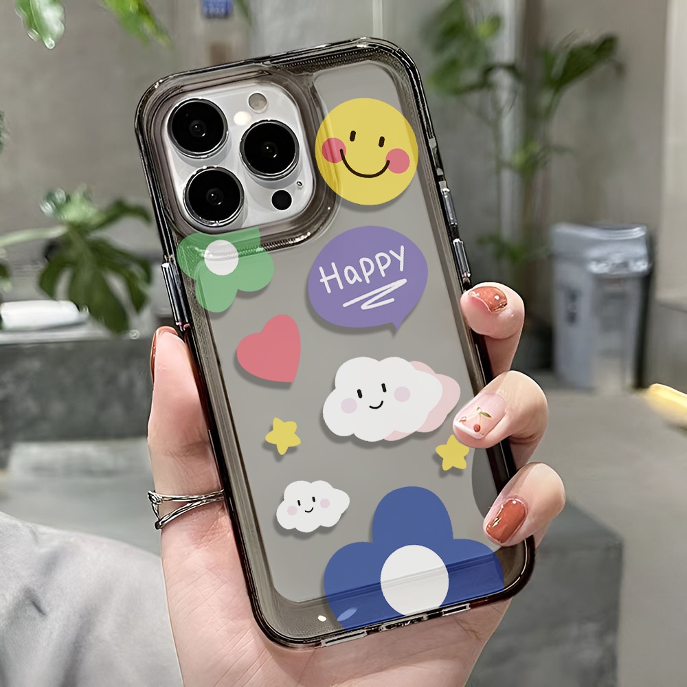 Ốp Điện Thoại Trong Suốt In Hình Đám Mây Mặt Cười Cho iphone 14 pro max 11 13 12 7 8 Plus X XR XSMax