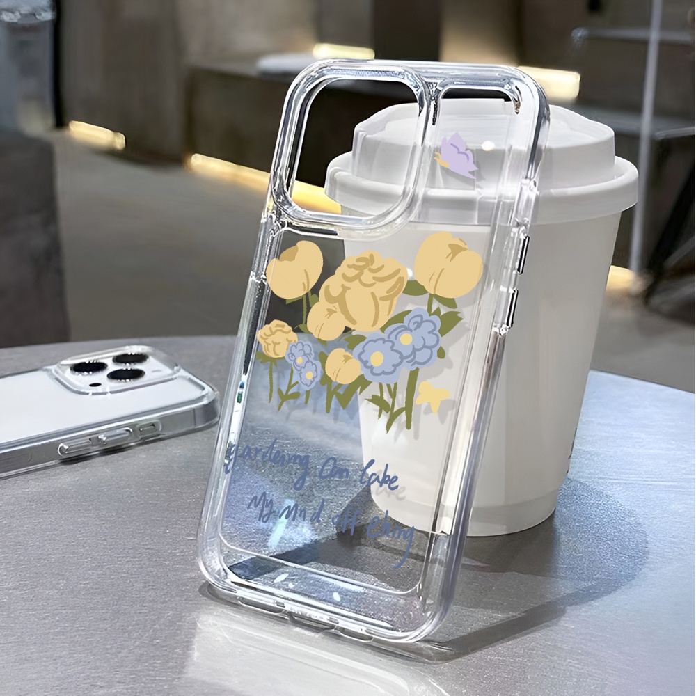 Ốp Điện Thoại Trong Suốt Họa Tiết Hoa Thời Trang Cho iphone 14 pro max 11 13 12 7 8 Plus X XR XSMax