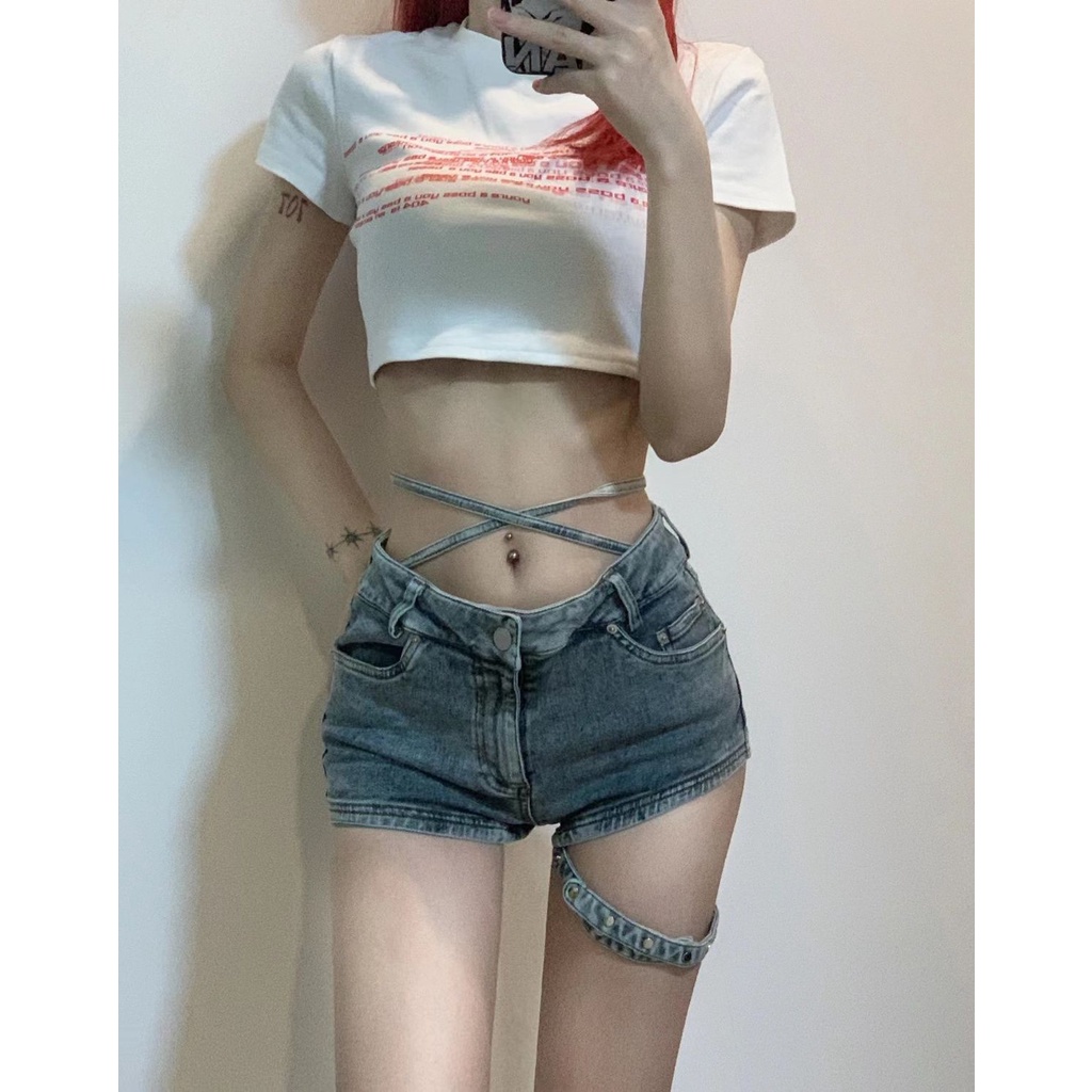 [Hàng Có Sẵn Giao Hàng Nhanh] Quần Short Denim Lưng Cao Dáng Ôm Phong Cách Retro Mỹ Mùa Hè Mới Cho Nữ