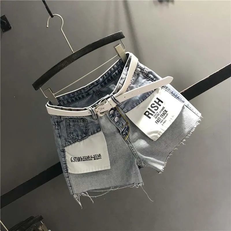 [Hàng Có Sẵn Giao Hàng Nhanh] Quần Short Denim Cạp Cao Có Túi Phong Cách Preppy Thời Trang Mùa Hè 2023