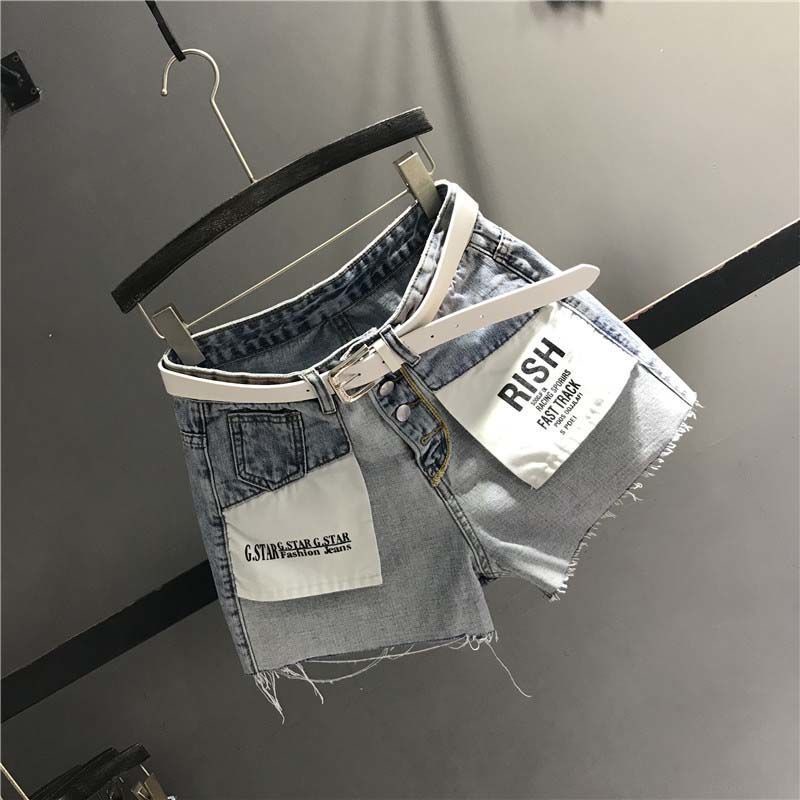 [Hàng Có Sẵn Giao Hàng Nhanh] Quần Short Denim Cạp Cao Có Túi Phong Cách Preppy Thời Trang Mùa Hè 2023