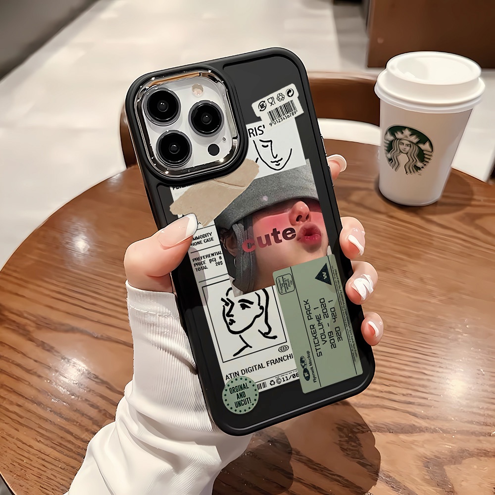 Ốp Điện Thoại Silicone Khung Kim Loại Họa Tiết Hoạt Hình Cho iphone 14ProMax 11 13 12 7Plus 8 X XS Max