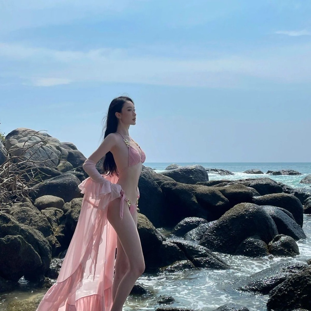 [Hàng Có Sẵn Giao Hàng Nhanh] TMOO Bộ Bikini Nhỏ Màu Trơn Phong Cách Quyến Rũ Cho Nữ Đi Biển Nghỉ Mát