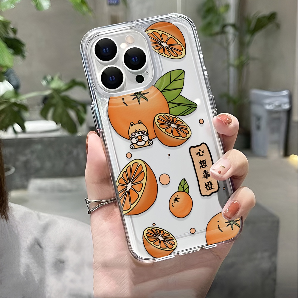 Ốp Điện Thoại Trong Suốt Họa Tiết Trái Cam Chống Sốc Cho iphone 14 pro max 11 13 12 7 8 Plus X XR XSMax