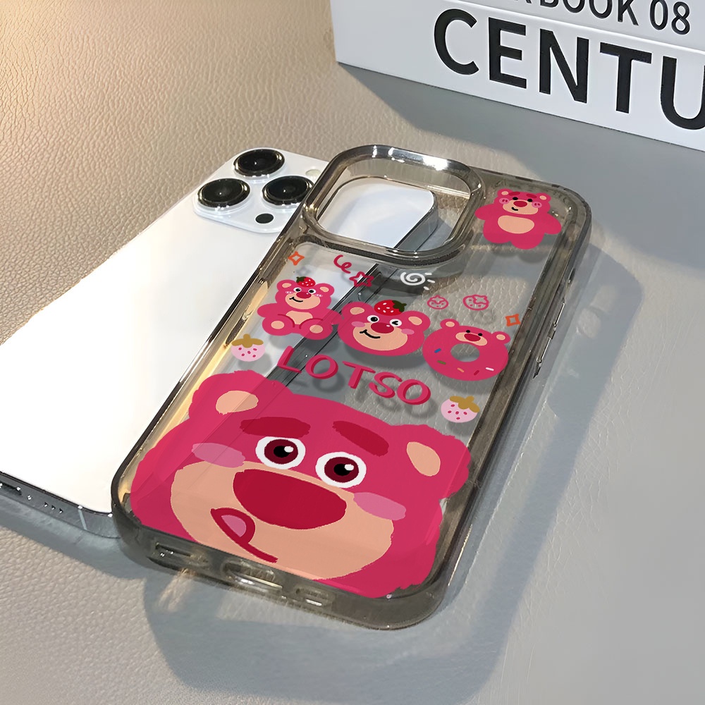 Ốp Điện Thoại Trong Suốt Chống Sốc Hình Lotso Màu Hồng Cho iphone 14 pro max 11 13 12 7 8 Plus X XR XSMax