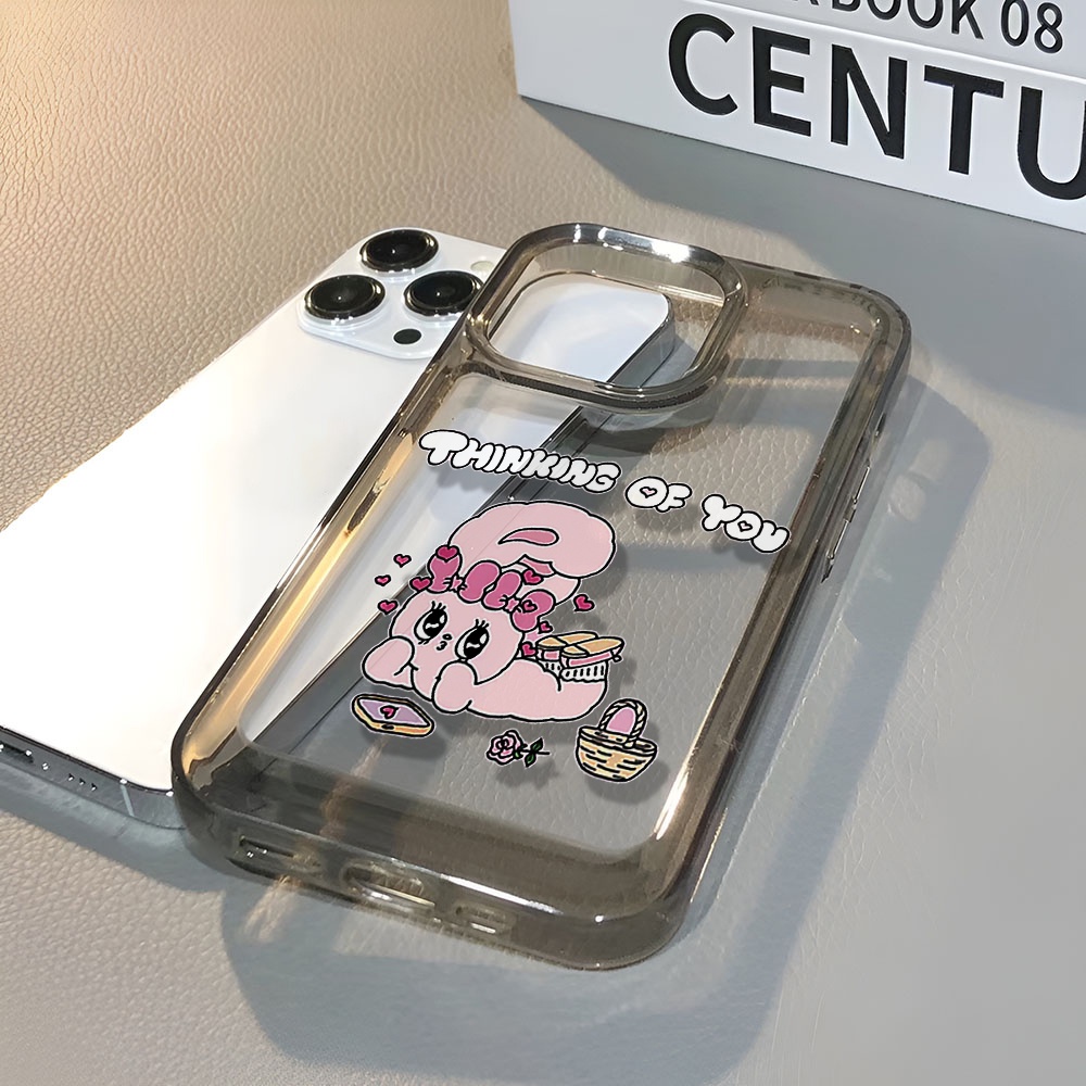 Ốp Điện Thoại Trong Suốt Chống Sốc In Hình Thỏ Hồng Cho iphone 14 pro max 11 13 12 7 8 Plus X XR XSMax