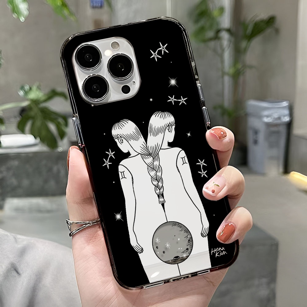 Ốp Điện Thoại Trong Suốt Chống Sốc In Hình Cô Gái Không Gian Cho iphone 14 pro max 11 13 12 7 8 Plus X XR XSMax