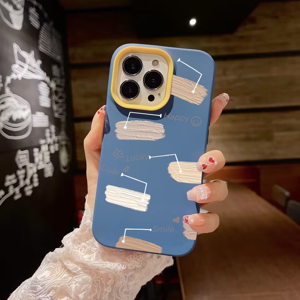 Ốp Điện Thoại silicon Dẻo Màu Nước in Chữ lucky 3 Trong 1 Cho iPhone 14Promax 13 12 11 7Plus X XR