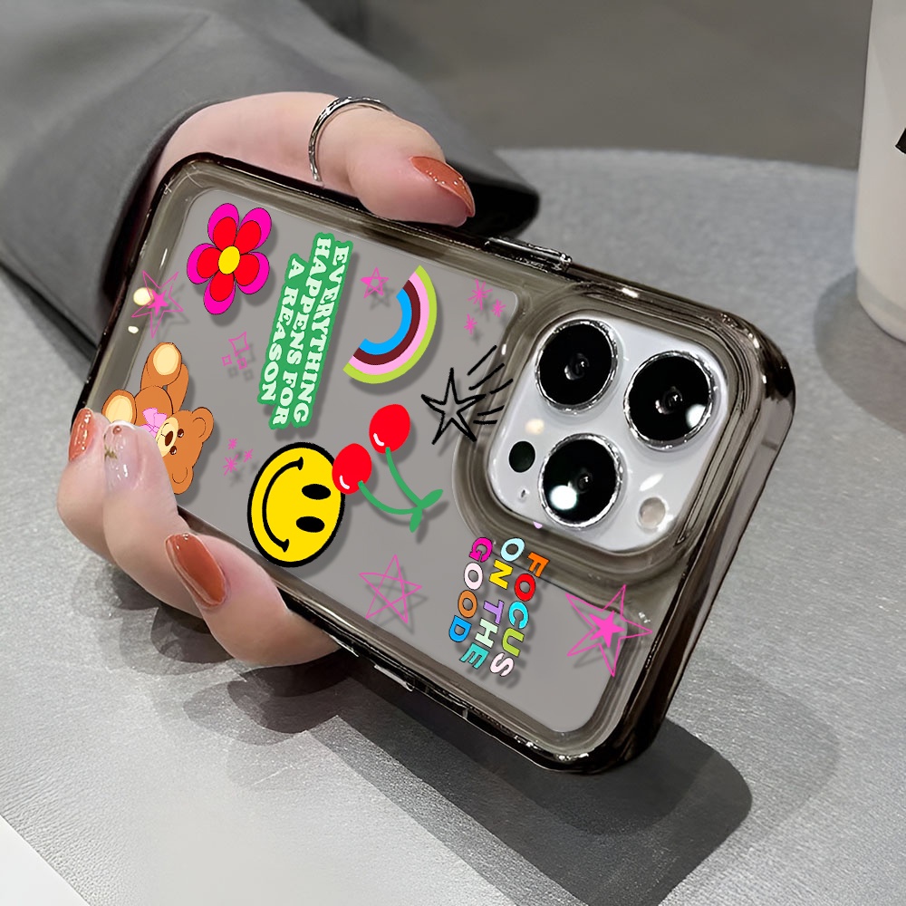Ốp Điện Thoại Trong Suốt Chống Sốc In Hình Hoa Mặt Cười Cho iphone 14 pro max 11 13 12 7 8 Plus X XR XSMax