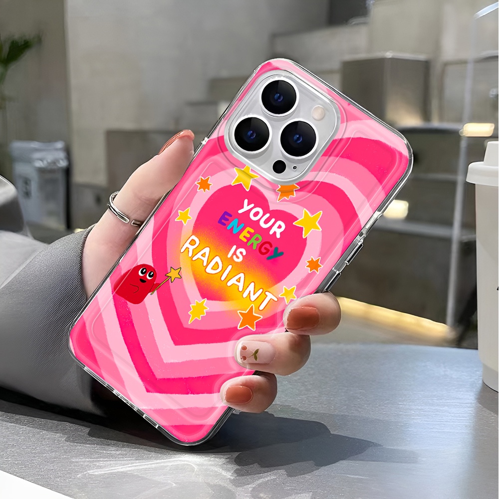 Ốp Điện Thoại Trong Suốt Họa Tiết Trái Tim Đỏ Thời Trang Chống Sốc Cho iphone 14 pro max 11 13 12 7 8 Plus X XR XSMax