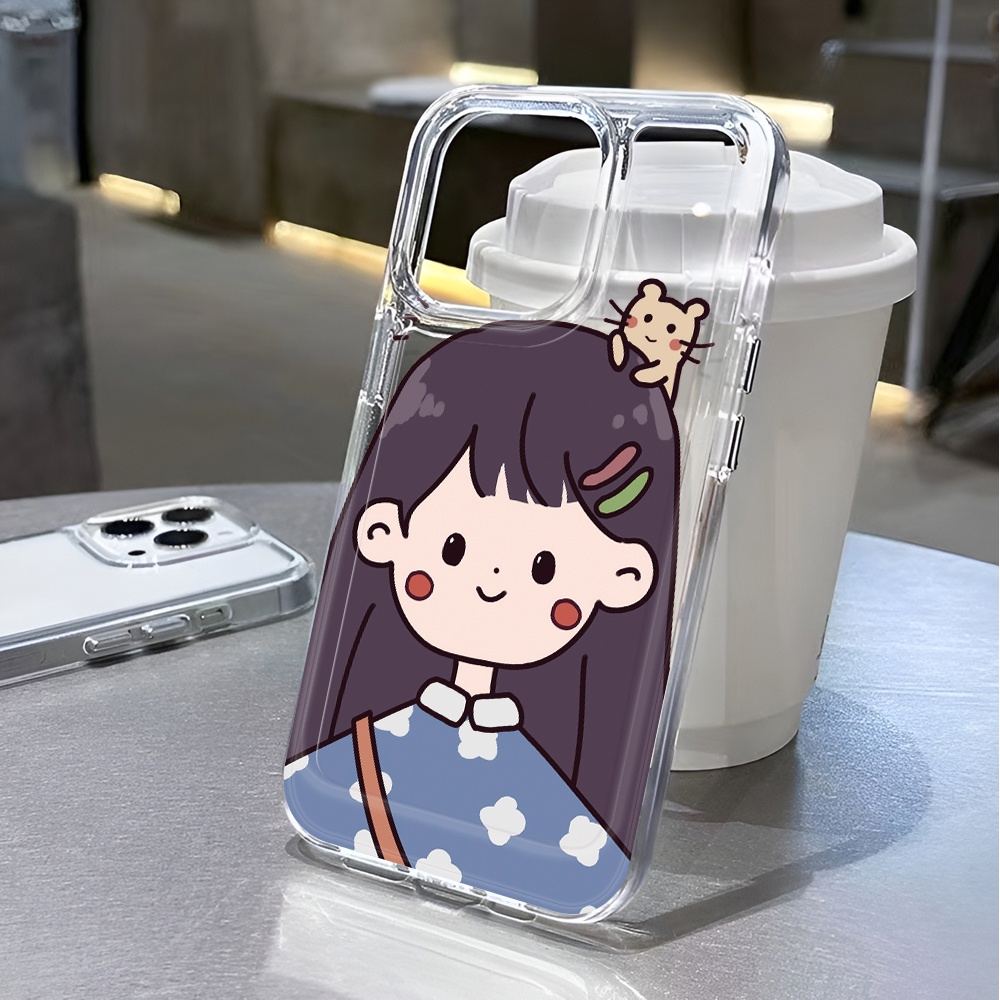 Ốp Điện Thoại Trong Suốt In Hoạt Hình Cô Gái Cho iphone 14 pro max 11 13 12 7 8 Plus X XR XSMax