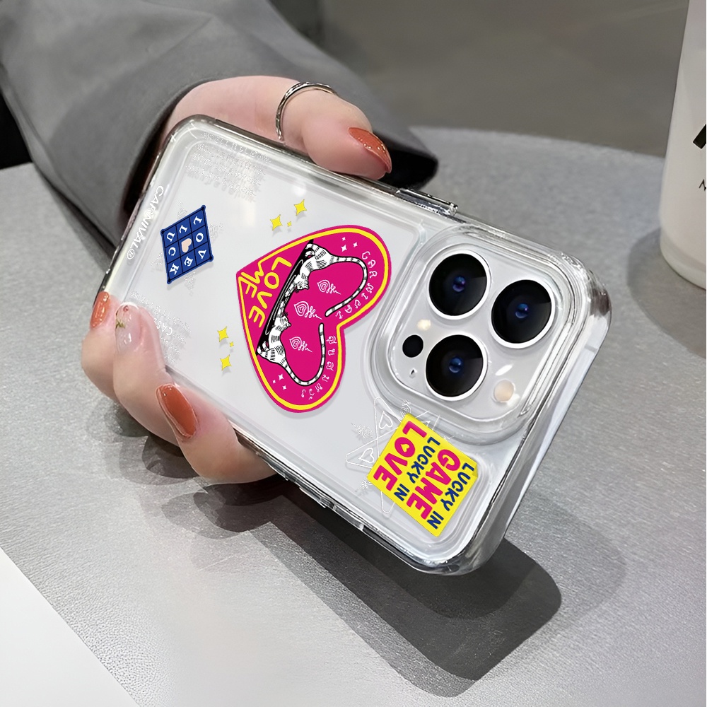 Ốp Điện Thoại Trong Suốt Chống Sốc Họa Tiết Trái Tim Cho iphone 14 pro max 11 13 12 7 8 Plus X XR XSMax