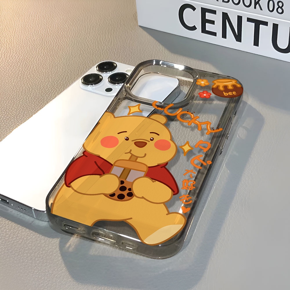 Ốp Điện Thoại Trong Suốt Chống Sốc In Hình Gấu Pooh Uống Trà Sữa Cho iphone 14 pro max 11 13 12 7 8 Plus X XR XSMax