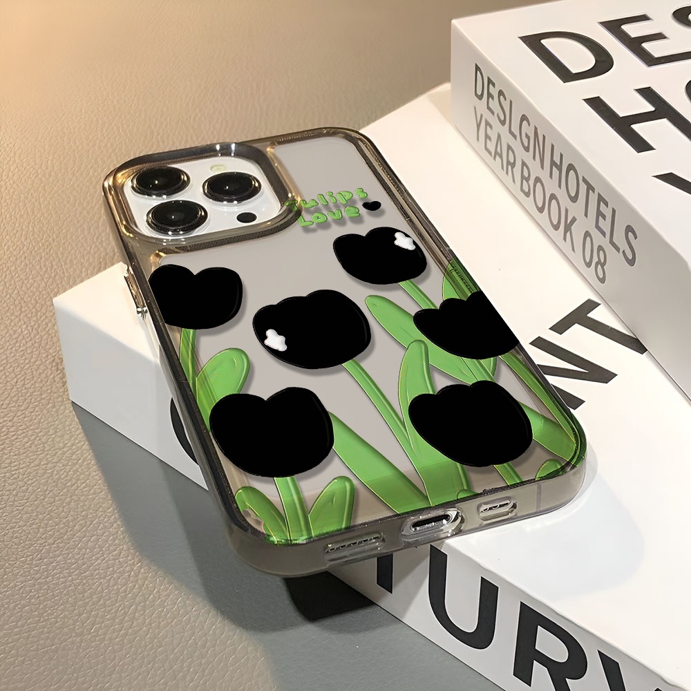Ốp Điện Thoại Trong Suốt Họa Tiết Hoa Tulip Chống Sốc Cho iphone 14 pro max 11 13 12 7 8 Plus X XR XSMax