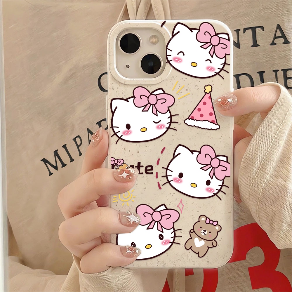 Ốp Điện Thoại Tpu In Hình Gấu hello kitty Màu Trắng Cho iphone 14promax 11 13 12 7 8 Plus X XR XSMax