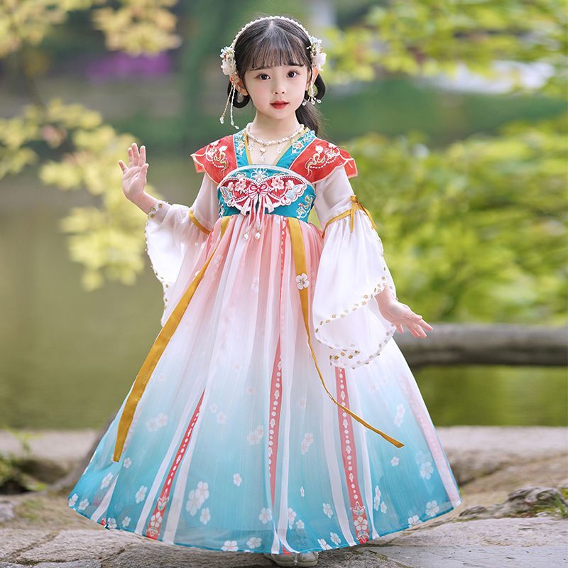 Bộ Hán Phục Phong Cách Cổ Điển Thời Trang Mùa Hè Xinh Xắn Cho Bé Gái