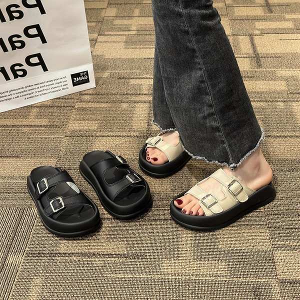 Giày Sandal Đế Dày Phối Khóa Phong Cách Roman