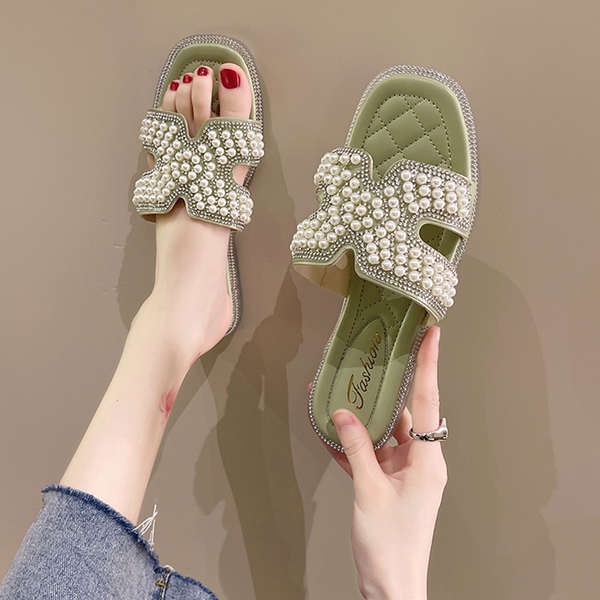 Dép Xỏ Ngón Đế Bằng Đính Đá Thiết Kế Mới Thời Trang Mùa Hè Dành Cho Nữ